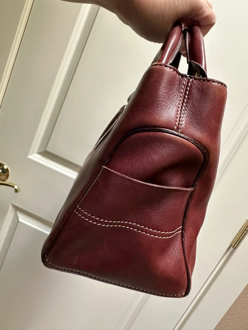 Authentic Celine Burgundy Leather Satchel with Bonus Long Wallet - Picture 4 of 16
